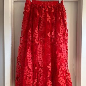 Anthropologie red leaf full maxi skirt
